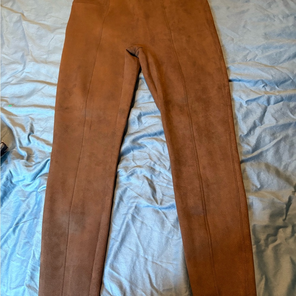 SPANX Brown Suede-Like Leggings Slim Fit